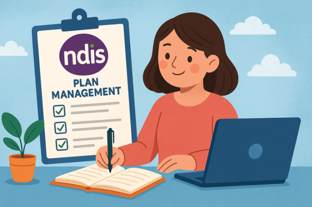 NDIS plan manager reviewing funding goals and support strategies