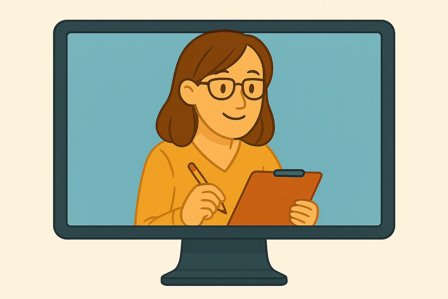 Behaviour support practitioner on a video call screen delivering specialised behaviour therapy online through NDIS-funded telehealth.