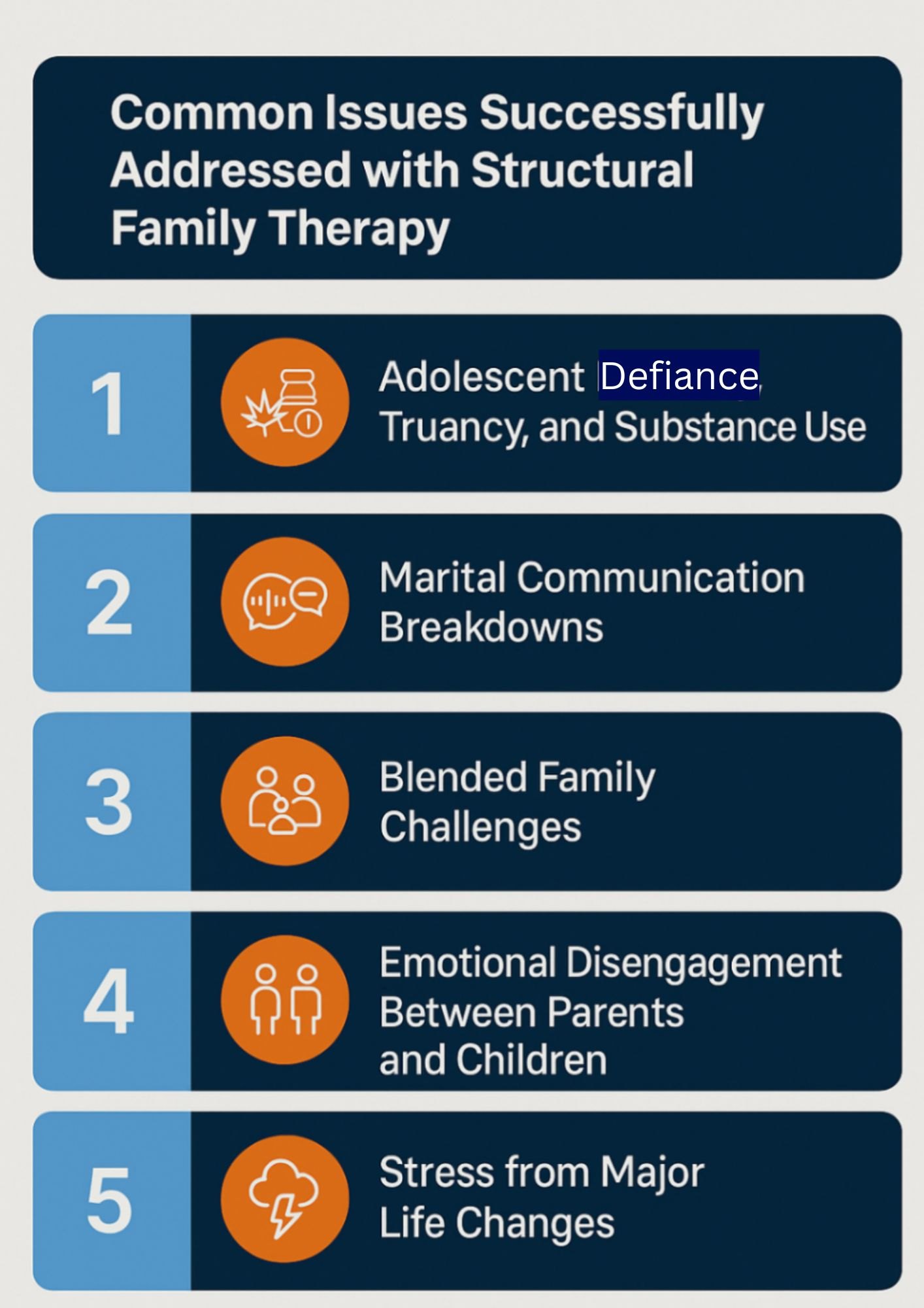 Infographic showcasing common issues dealt with structural family therapy