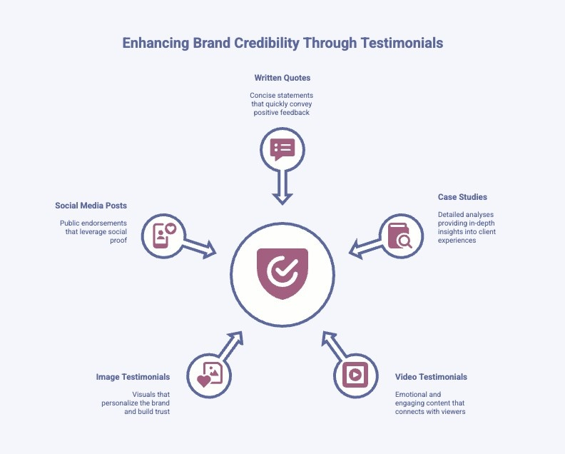 Infographics on Different Types of Client Testimonials and Their Benefits