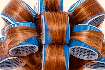 Reusable KTip Hair Extensions in Hair Rollers