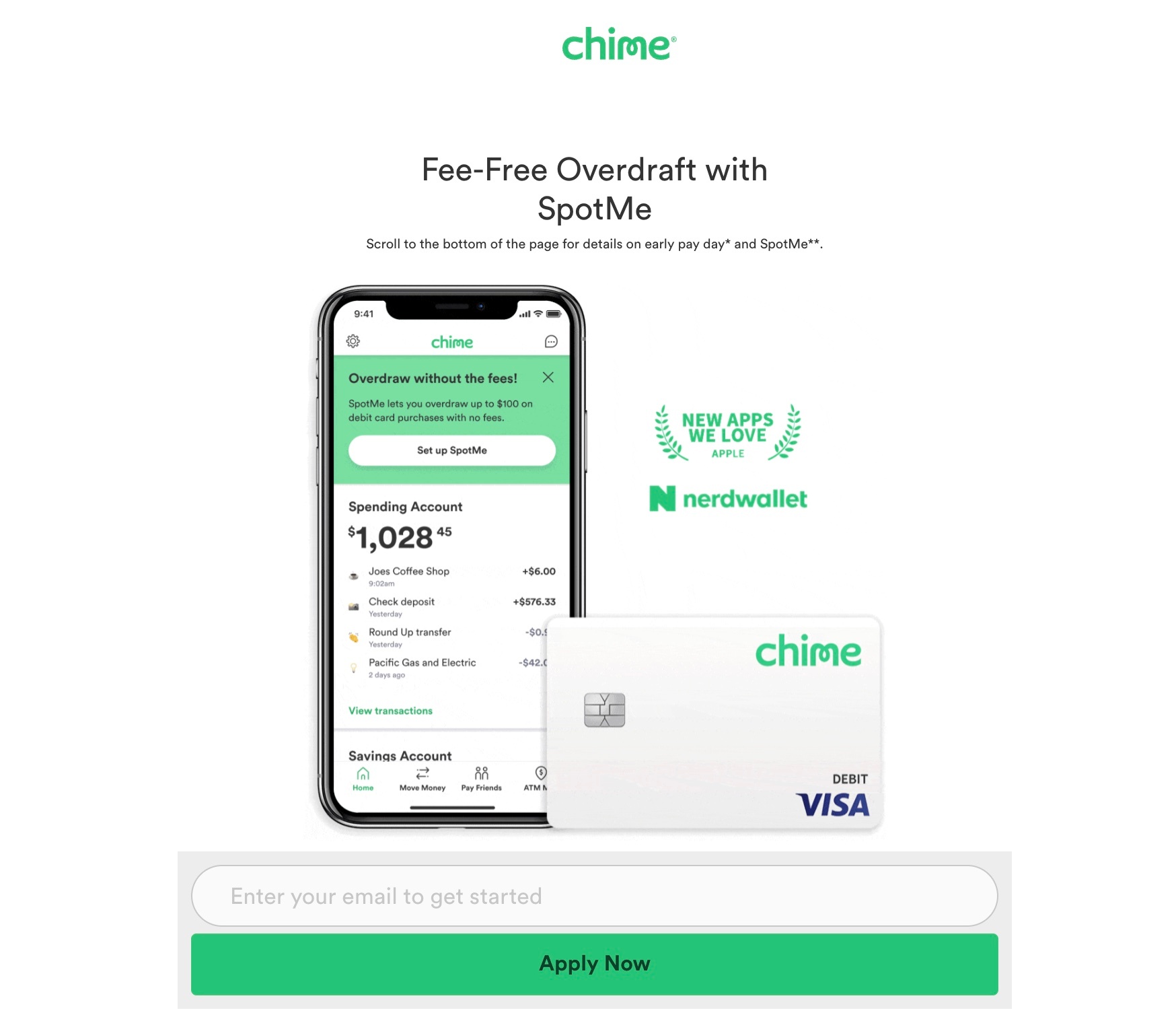 Screenshot of Chime website