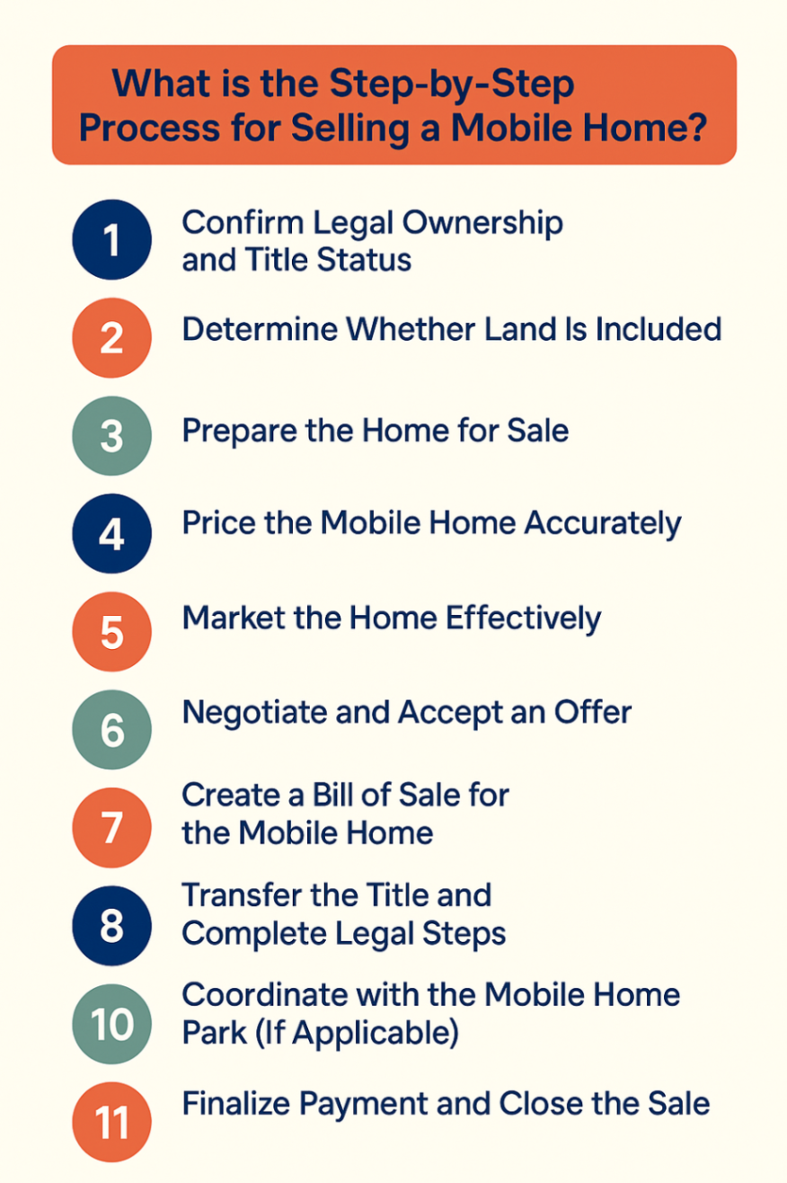 Infographic showcasing the process to sell a mobile home