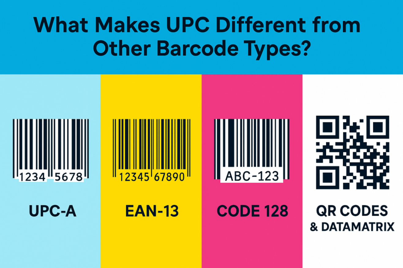 Infographic showcasing different types of barcode types