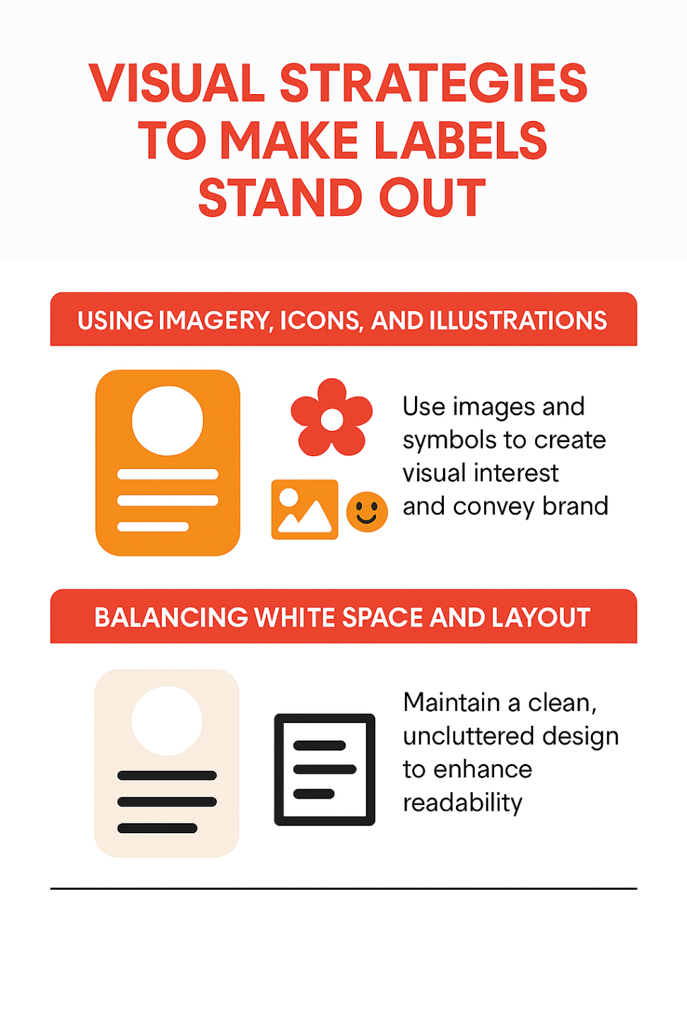 Infographic showcasing visual strategies to make a label 
