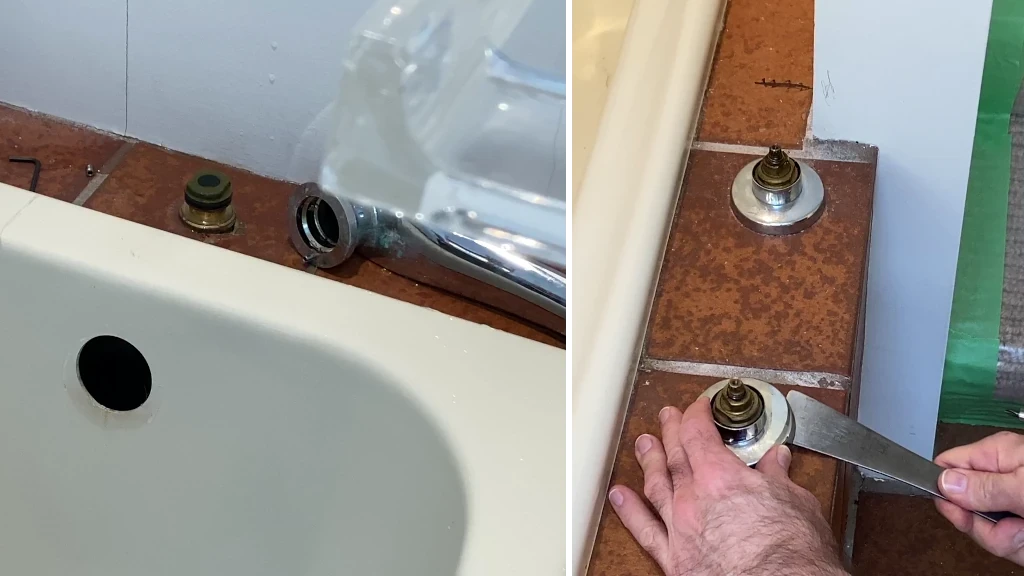 Removing tub faucet and valve trims