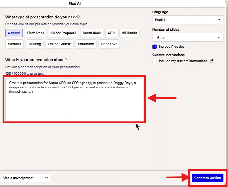 Screenshot of Plus AI step 4