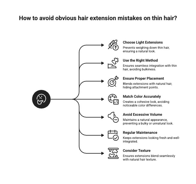 Infographics on How to avoid hair extension mistakes on thin hair