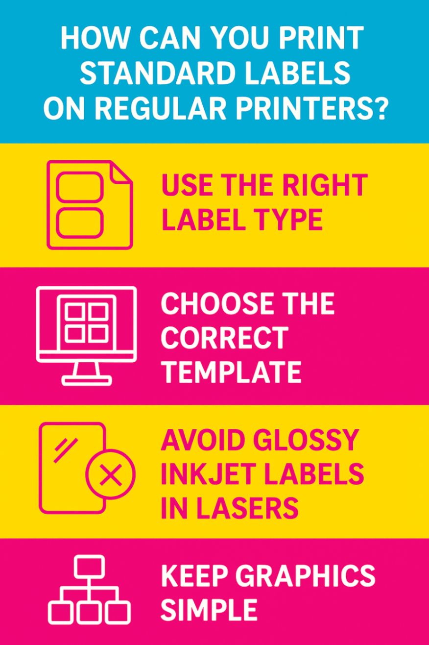 Infographic showcasing tips to print standard labels 