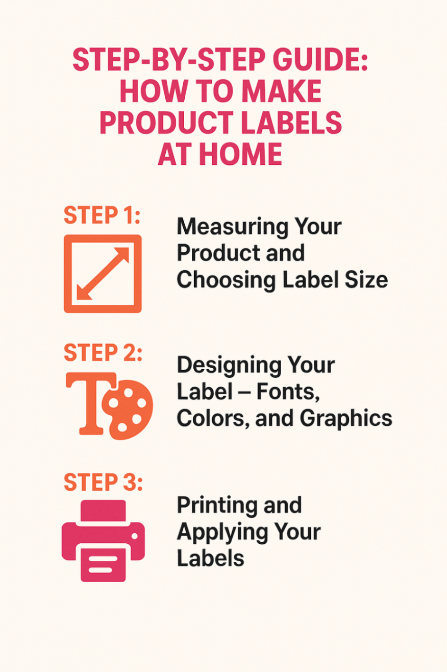Infographic showcasing the steps to print a label at home 
