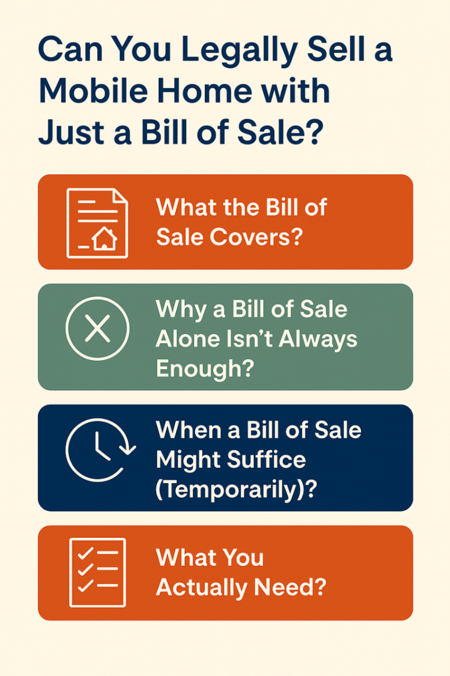 Infographic showcasing the process to legally sell a mobile home