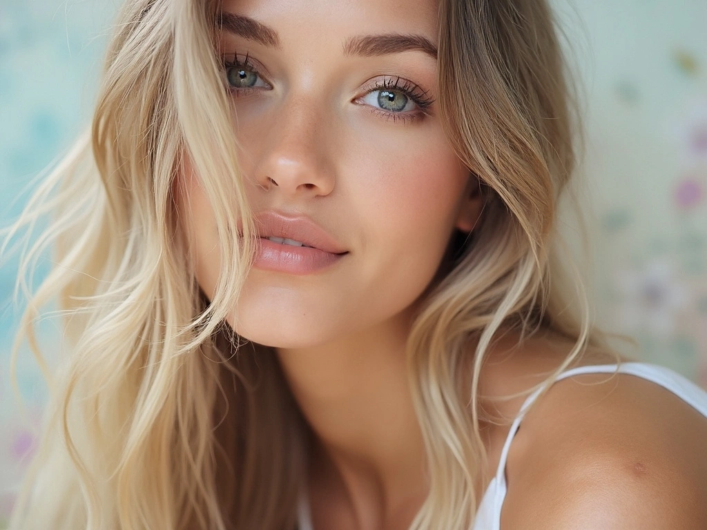 Genteye colored contact lenses on young European woman side profile