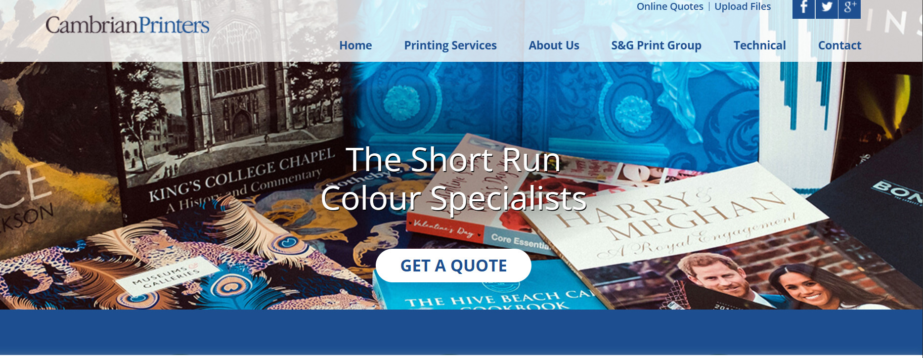 Screenshot of Cambrian's homepage