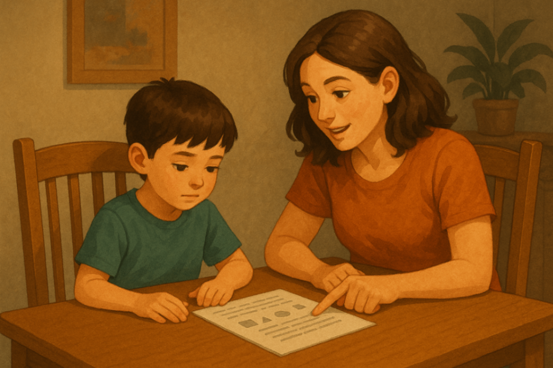 	Mum gently teaching her child positive behaviours at home — parent-led early intervention strategy supported by NDIS in Liverpool