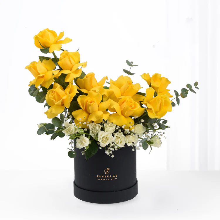 Box of yellow flowers
