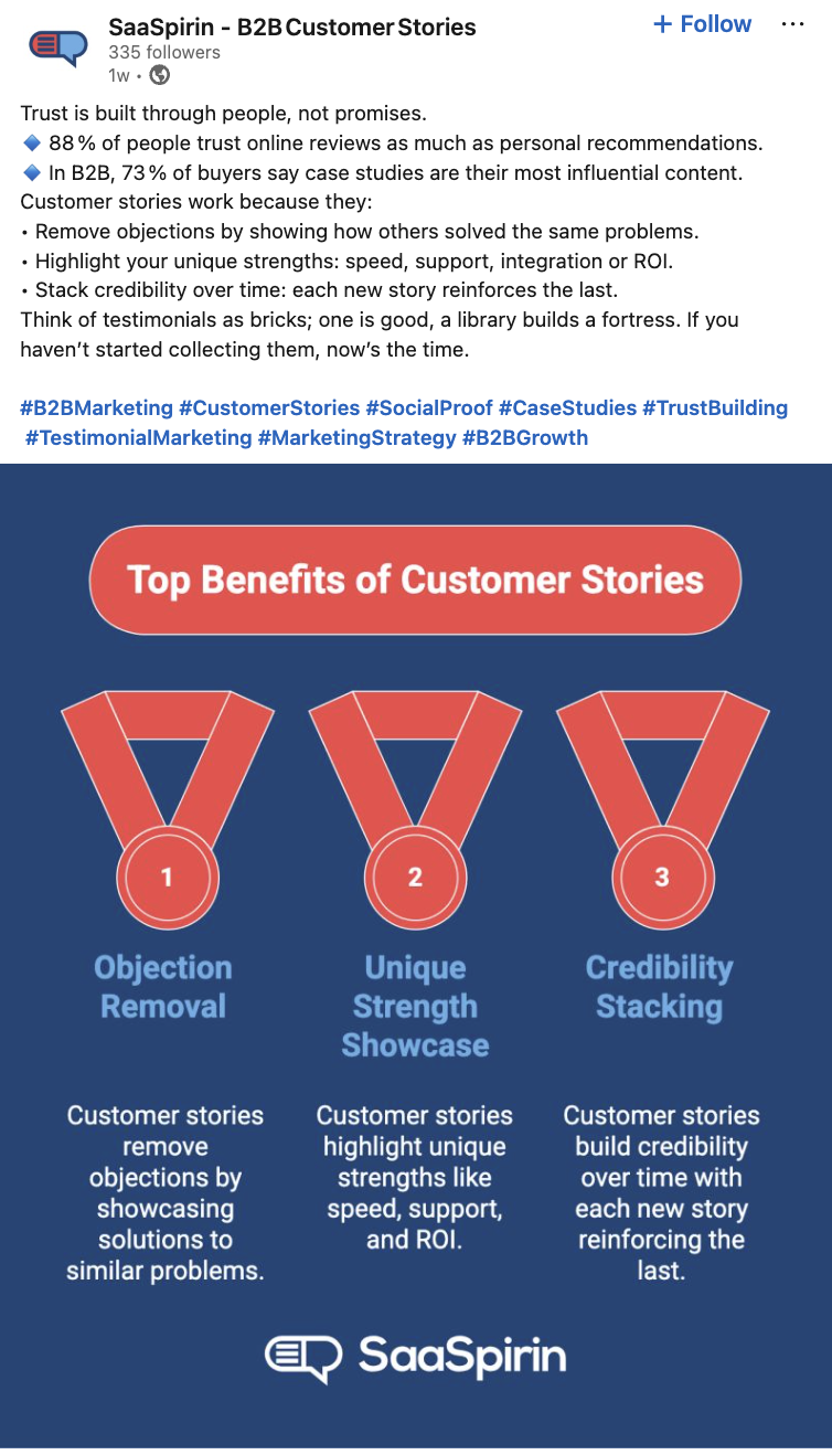 Screenshot of a LinkedIn post on thought leadership