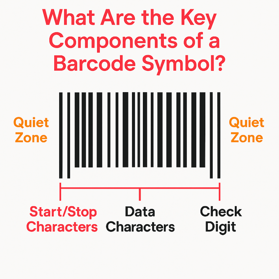 Infographic showcasing the components of a barcode symbol