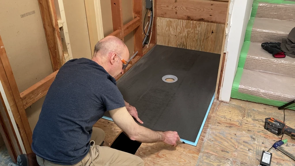tracing shower tray on subfloor