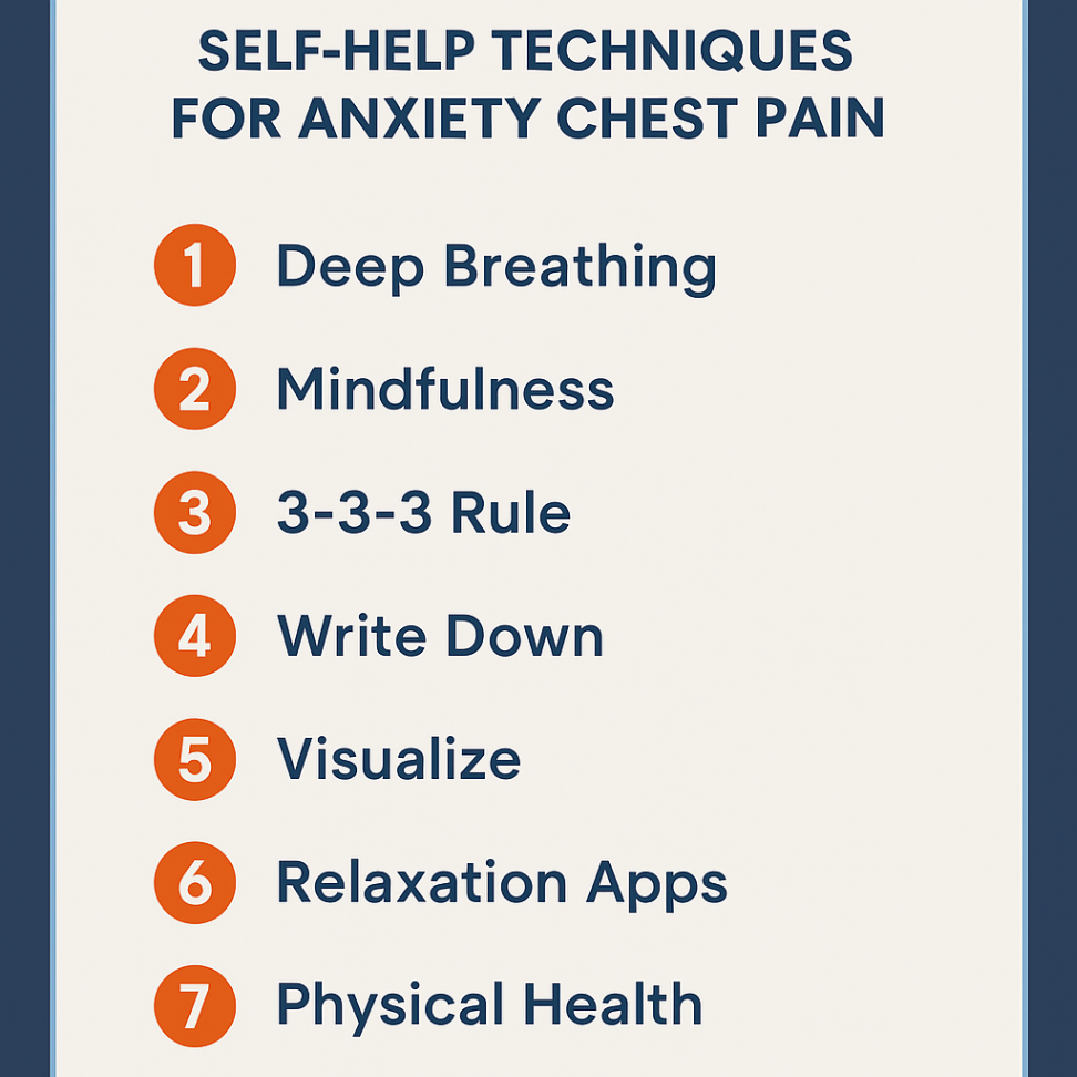 infographic on self-help techniques for anxiety chest pain