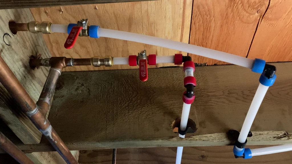 New water lines connected to old under floor