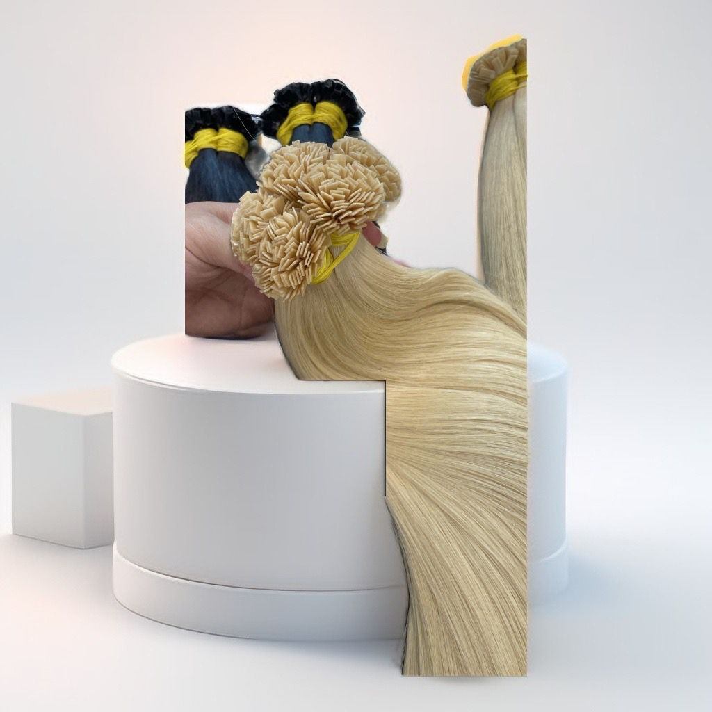 Close up picture of fusion hair extensions