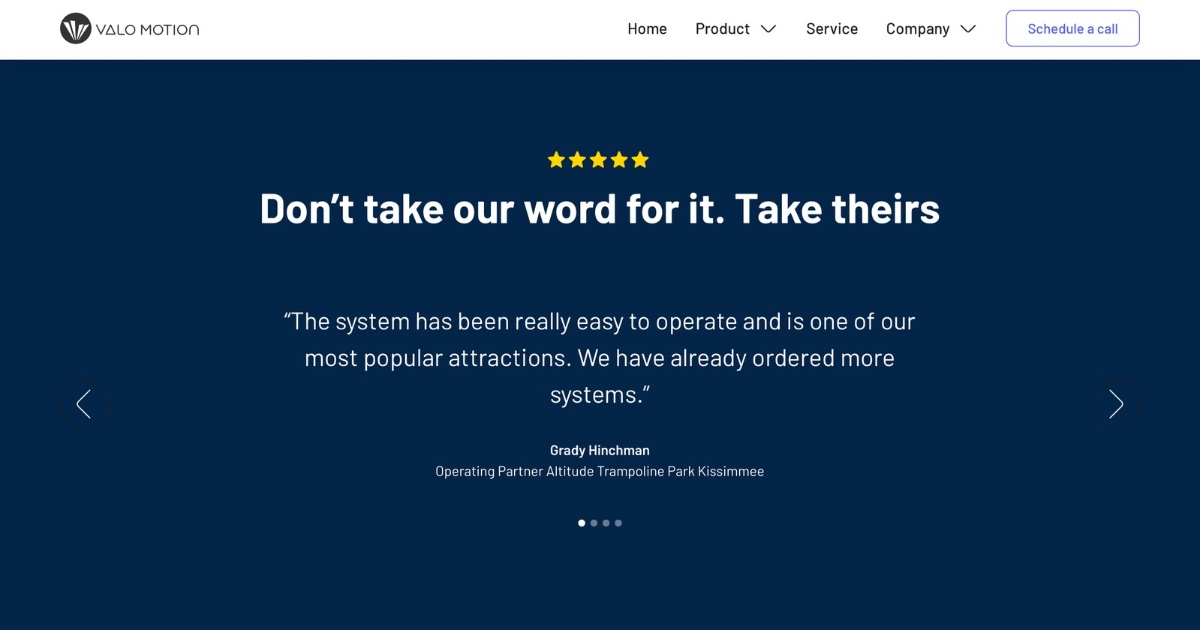 Valo Motion Landing Page