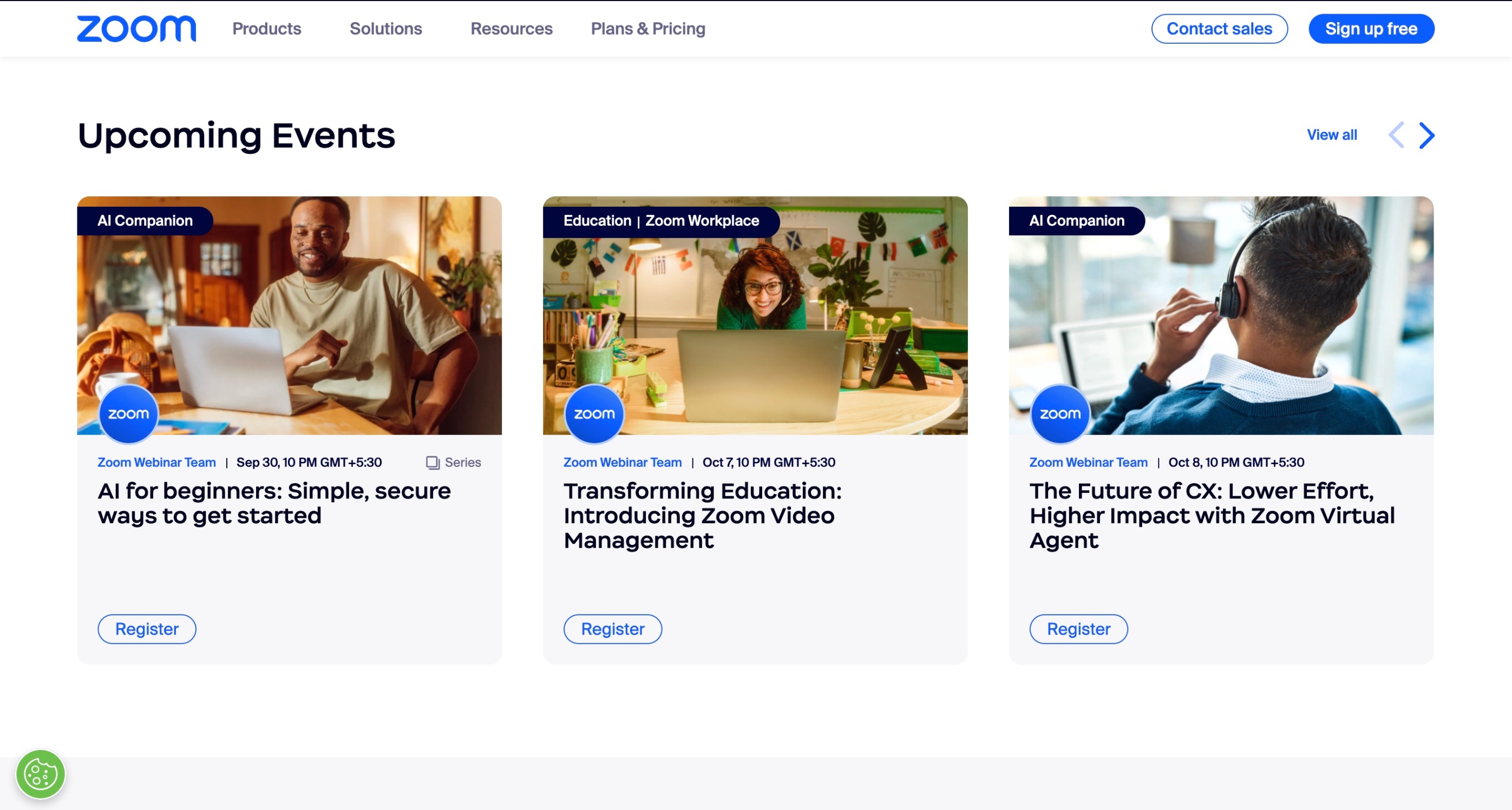 Screenshot of webinar example