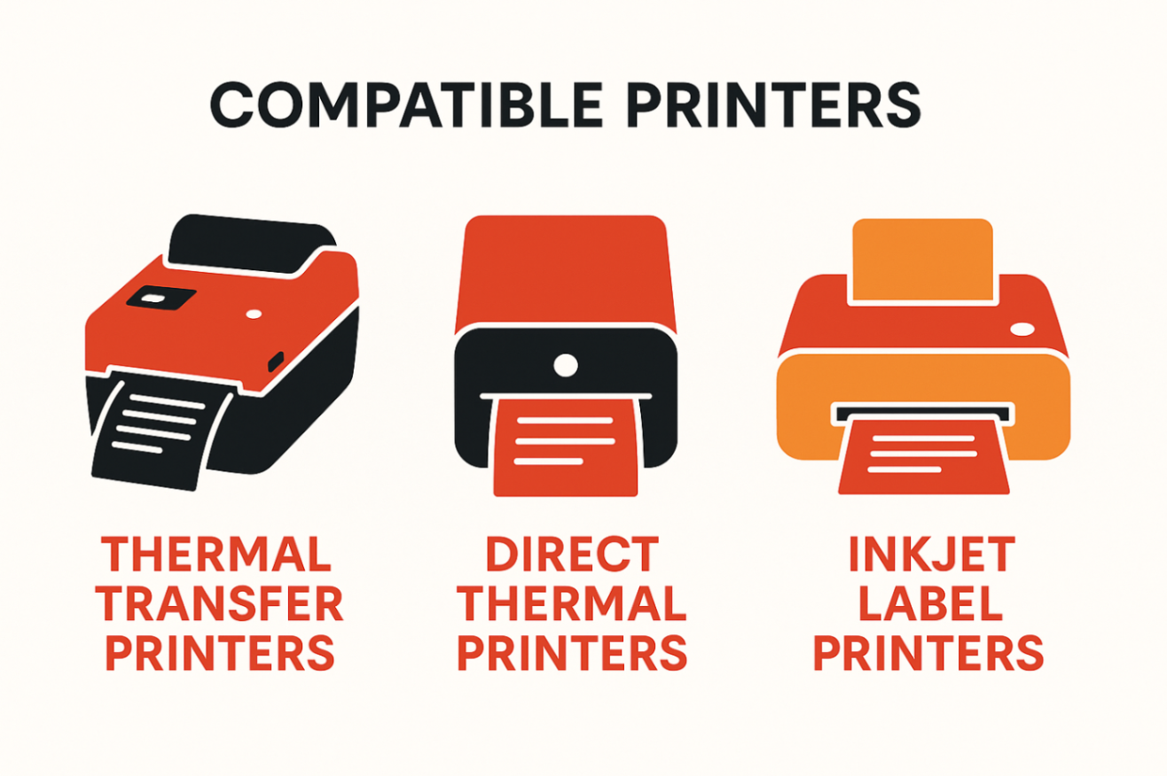 Infographic showcasing the compatible printers