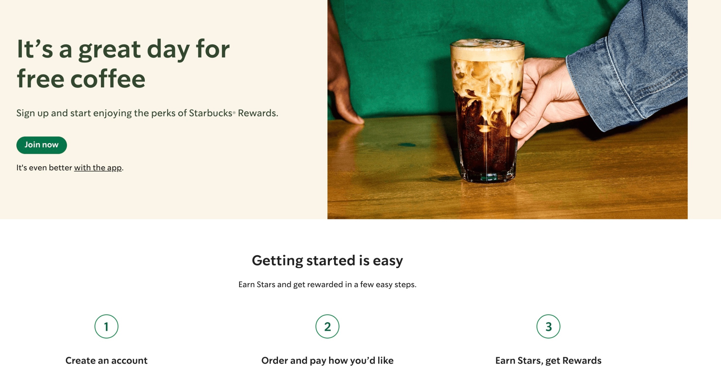 Screenshot of Starbucks rewards program