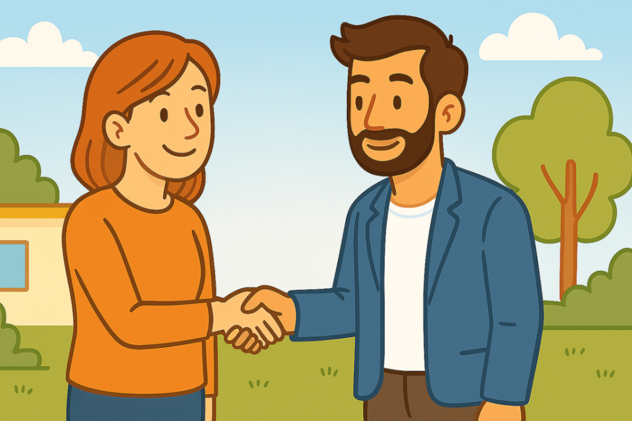 Mother shaking hands with a behaviour support practitioner after discussing NDIS support options in Liverpool