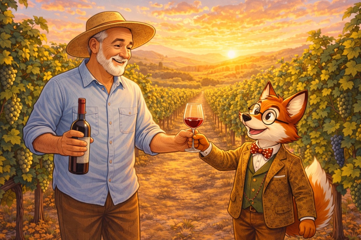Ray and Corksworth in the Vineyard