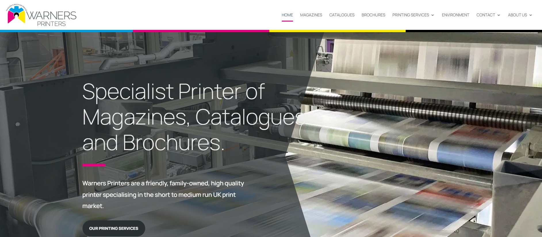 Screenshot of Warners Printers's homepage