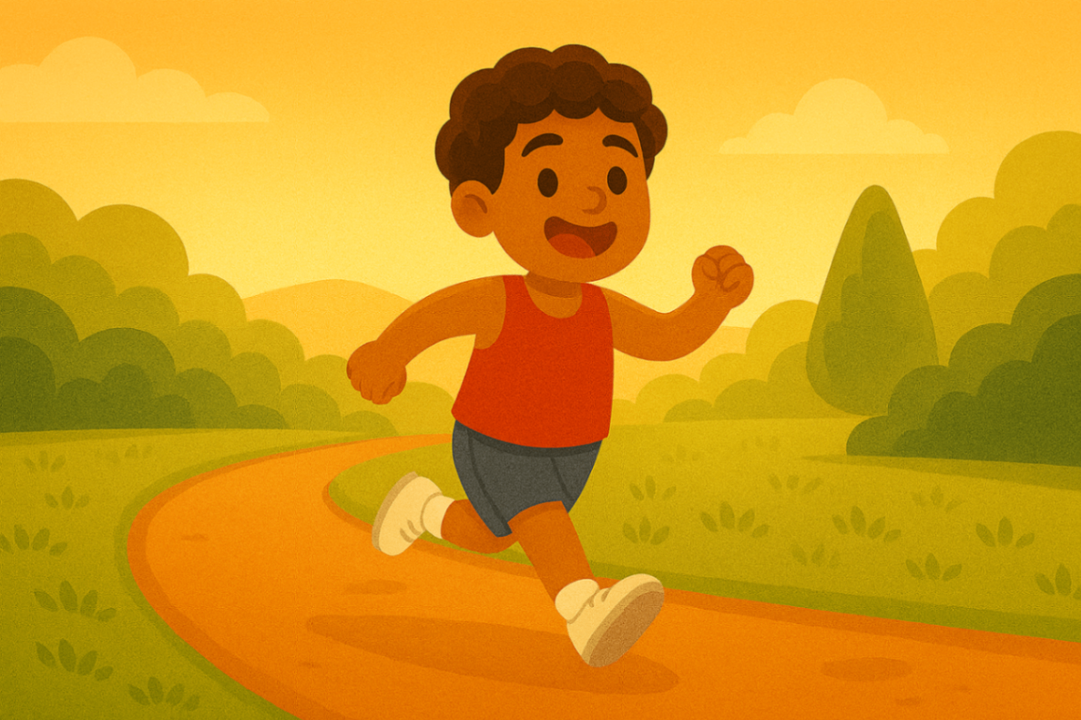 	A happy child running outside, representing the joy and benefits of movement in paediatric exercise physiology.