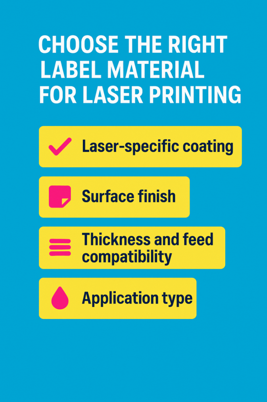 Infographic showcasing tips to consider when choosing the right label material for laser printer