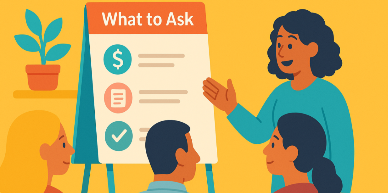 Community workshop with parents reviewing key questions to ask a plan manager — NDIS plan management tips.