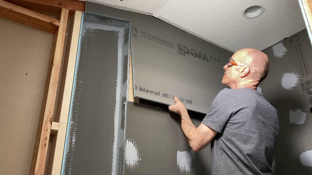 Installing Wedi Board at top of shower