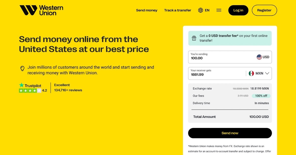 Western Union Landing Page