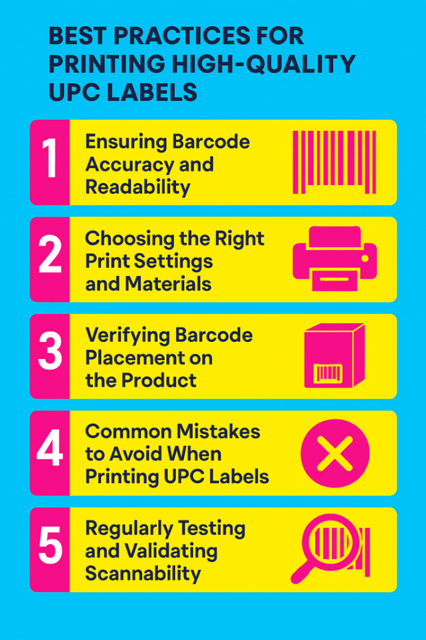 Infographic showcasing best practices for printing high quality UPC labels