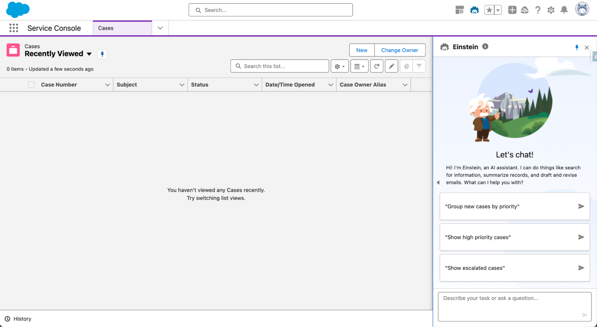 Screenshot of Einstein Copilot