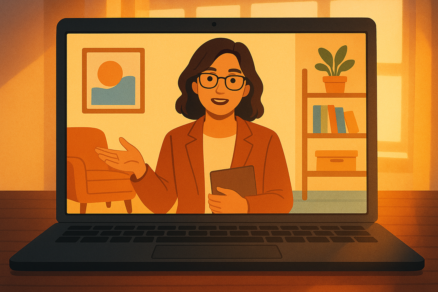 Therapist conducting a virtual behavioural therapy session via video call.