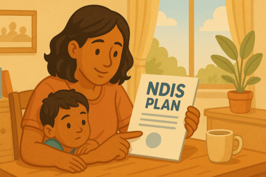A mom explaining to her child what is an NDIS plan.