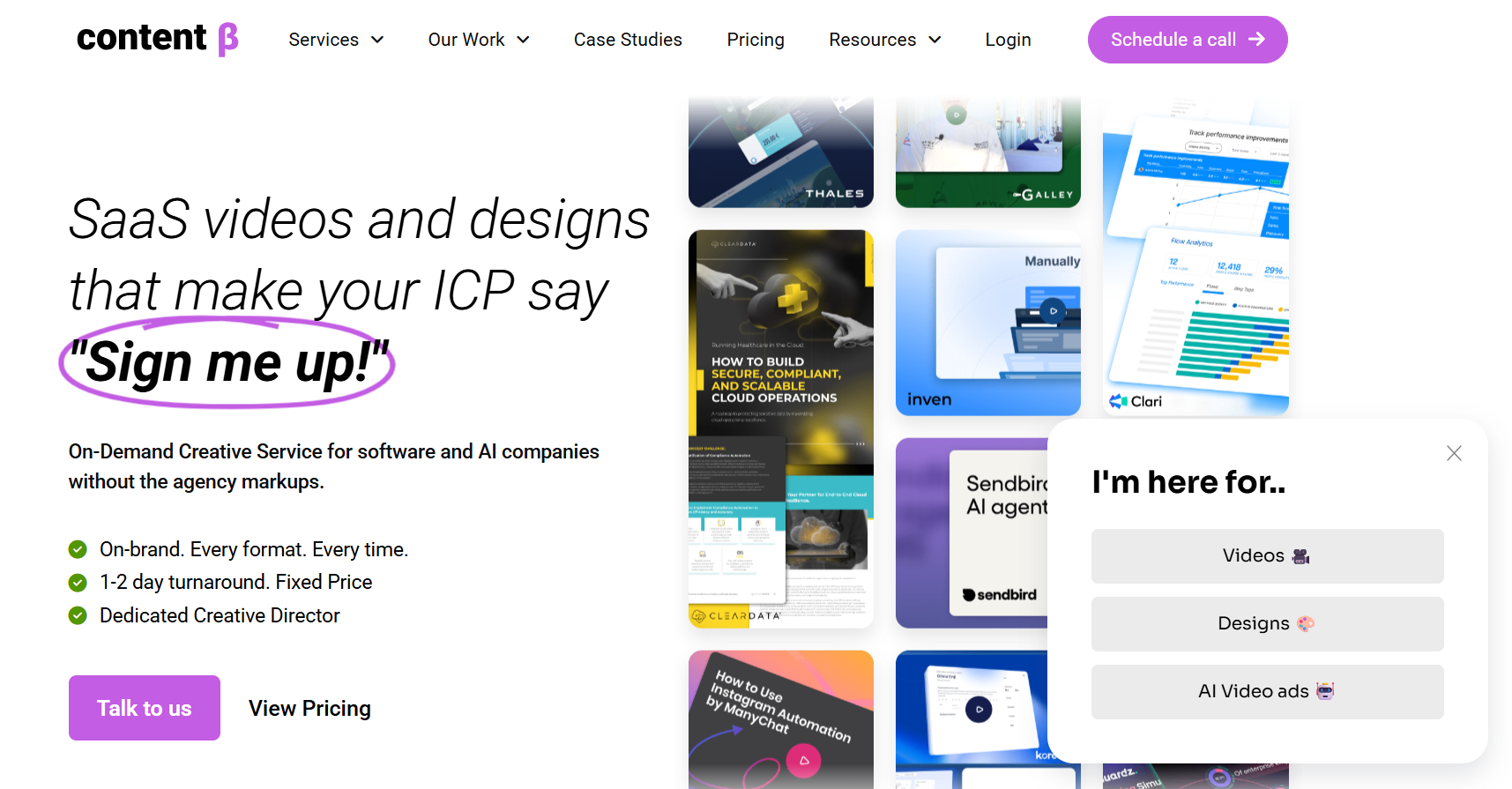 Screenshot of landing page of content beta