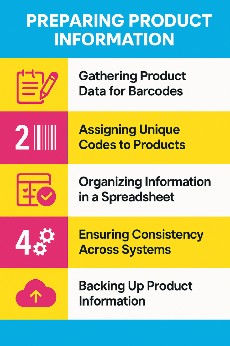 Infographic showcasing steps to prepare product information