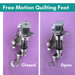 Free motion quilting feet open and closed versions