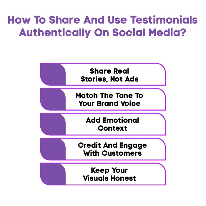 An Infographic on How To Share And Use Testimonials Authentically On Social Media.