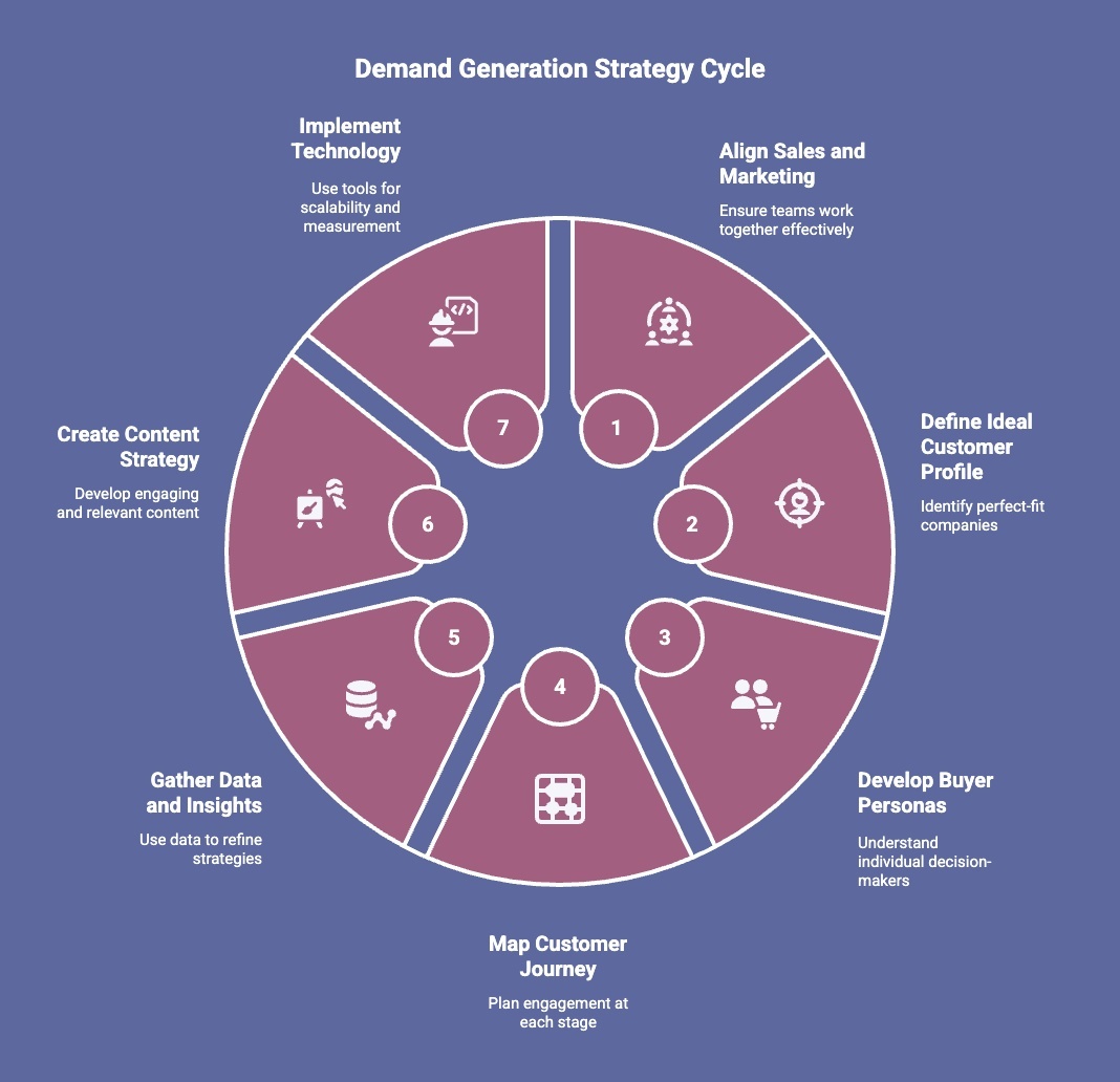 Infographic of Core Components To Create A Demand Generation Strategy Template