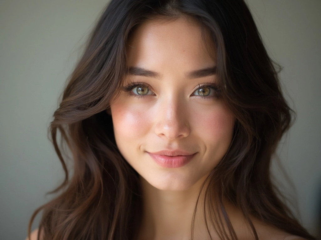 Genteye colored contact lenses on natural beauty portrait woman