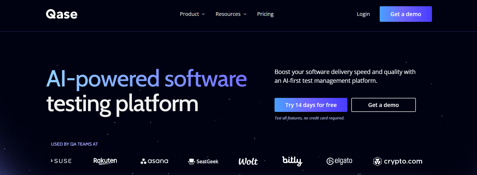 Qase test management dashboard