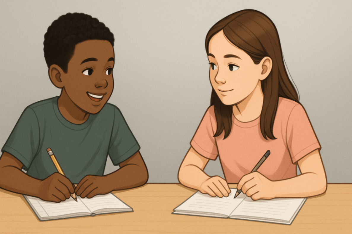 Two children reflecting shared learning and social skill building through autism support services.