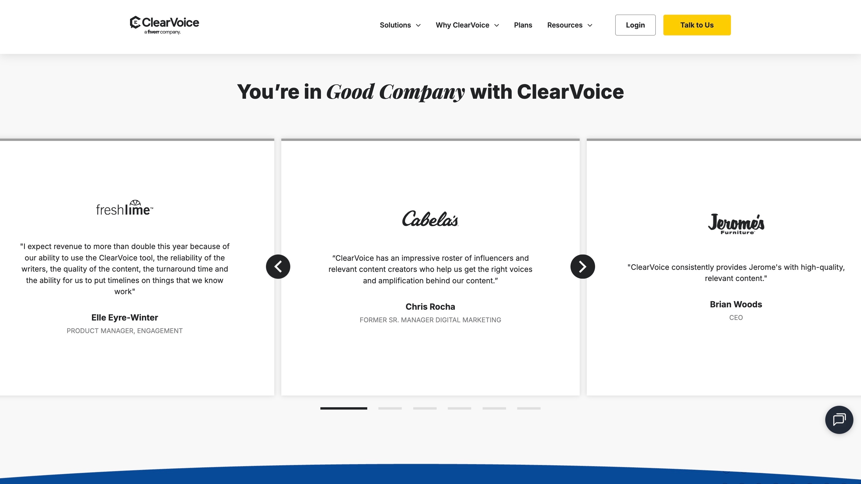 Screenshot of ClearVoice website